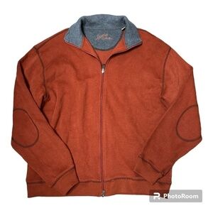 Paradise Collection Sweater full zip polo collar jacket burnt orange mens Large